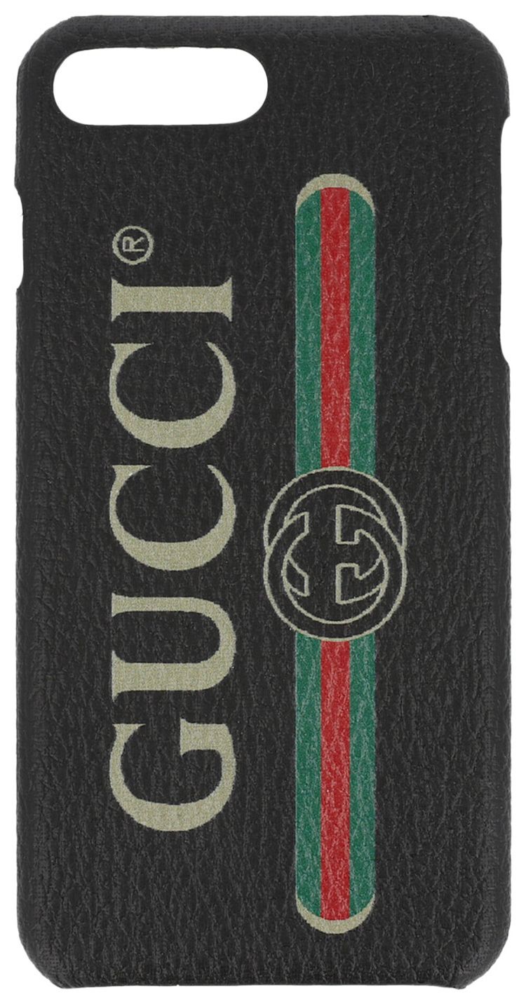 Gucci Printed Logo Leather iPhone 8 Plus Case BlackMulticolor