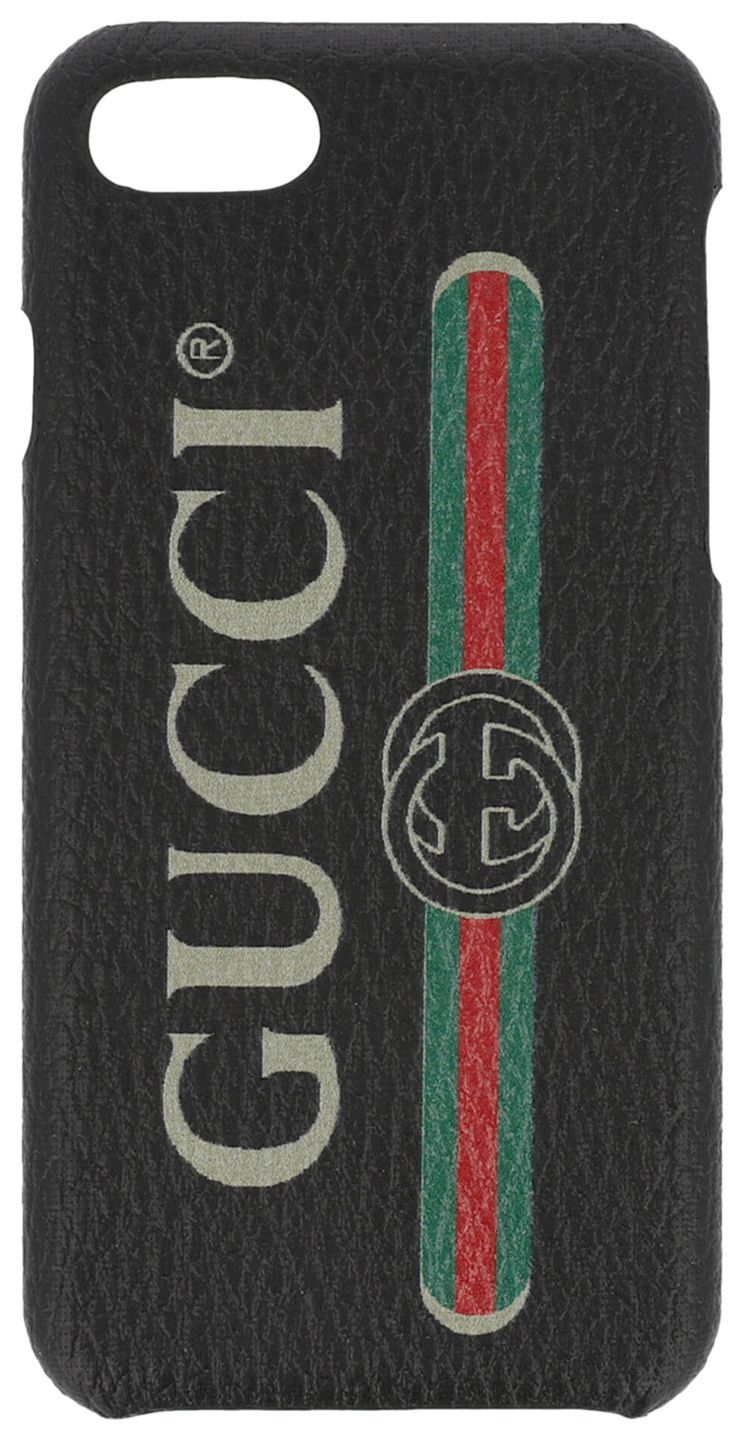 Gucci Printed Logo Leather iPhone 8 Case BlackMulticolor