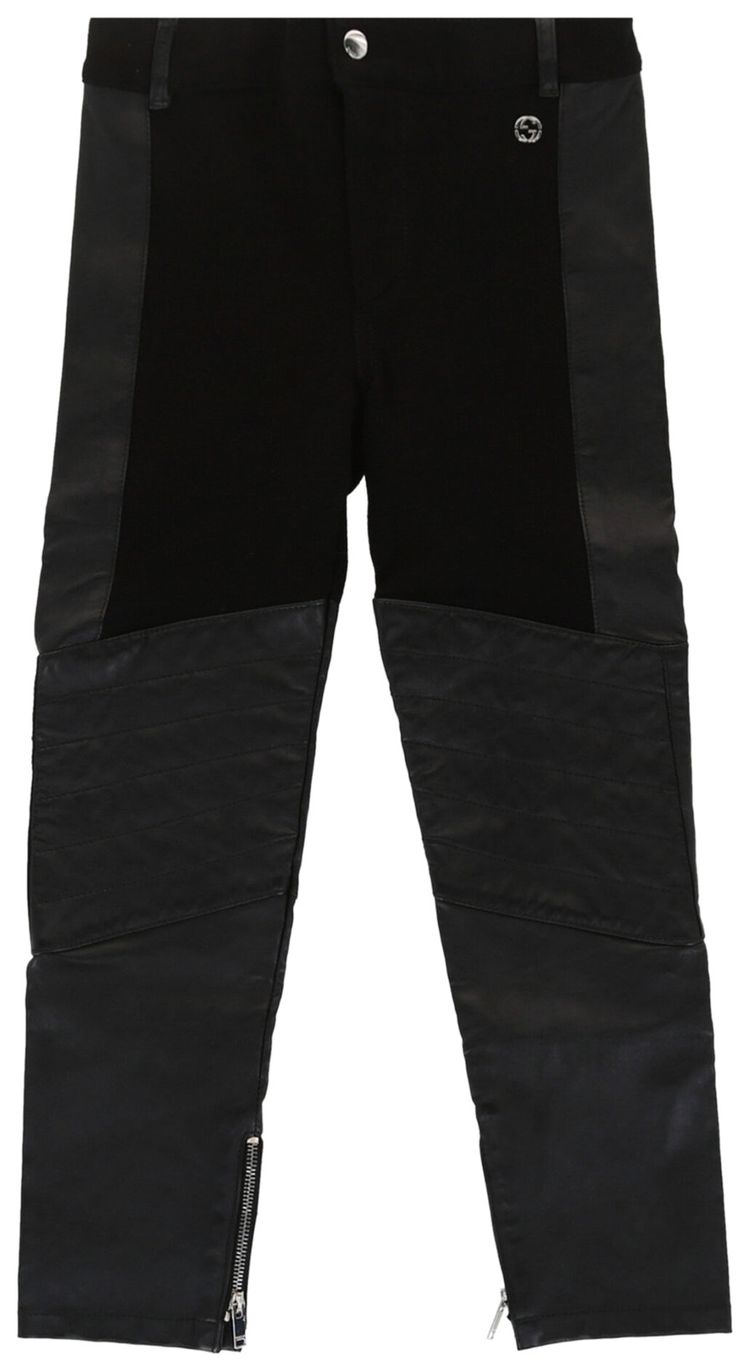 Gucci Faux Leather Mixed Media Pants Black