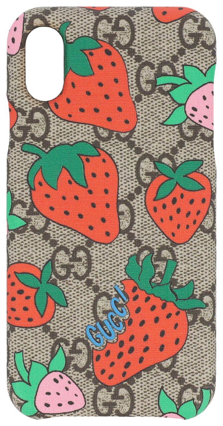 Gucci GG Supreme Strawberry iPhone XXS Case EbonyMulticolor