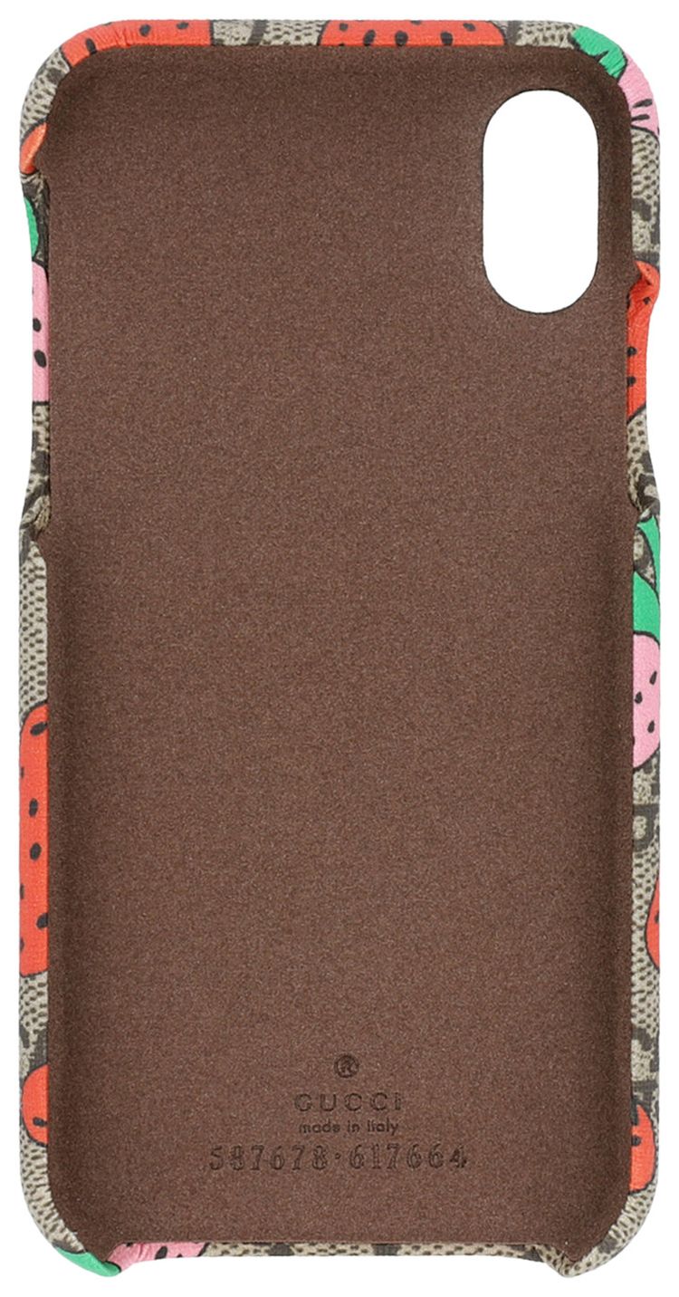 Gucci GG Supreme Strawberry iPhone XXS Case EbonyMulticolor