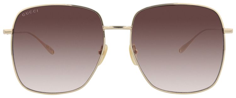 Gucci Square Frame Metal Sunglasses GoldRed