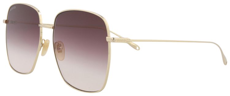 Gucci Square Frame Metal Sunglasses GoldRed