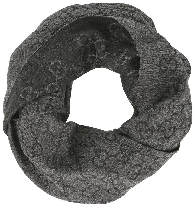 Gucci GG Jacquard Pattern Knit Scarf Anthracite