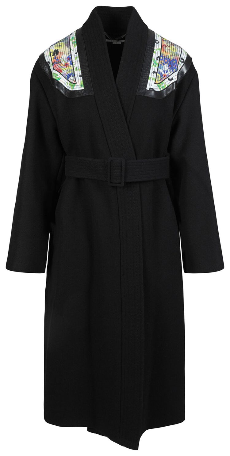 Stella McCartney Floral Print Belted Coat Black