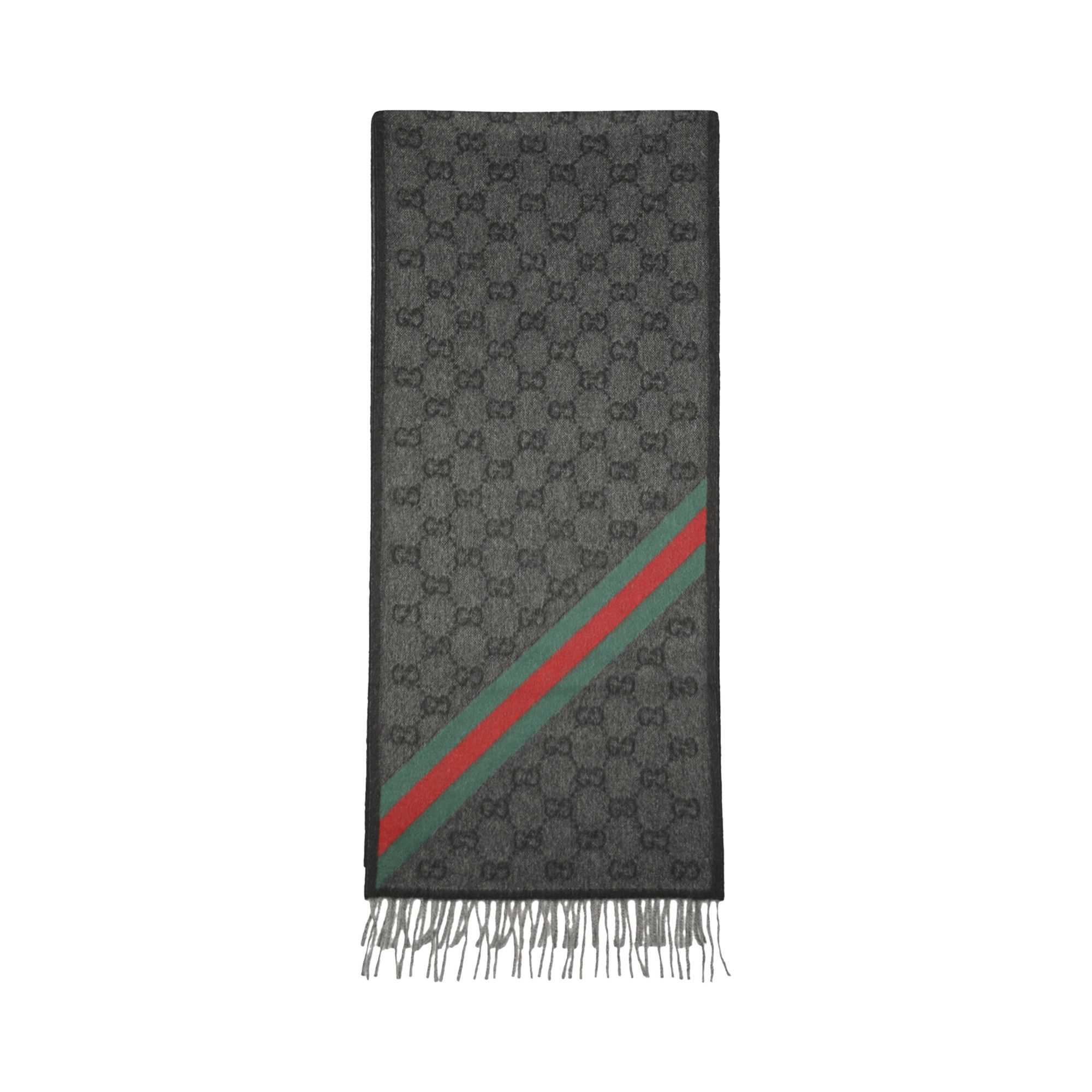 Buy Gucci Nikky Wool Scarf 'Lead/Dark Green' - 570603 3G200 1466