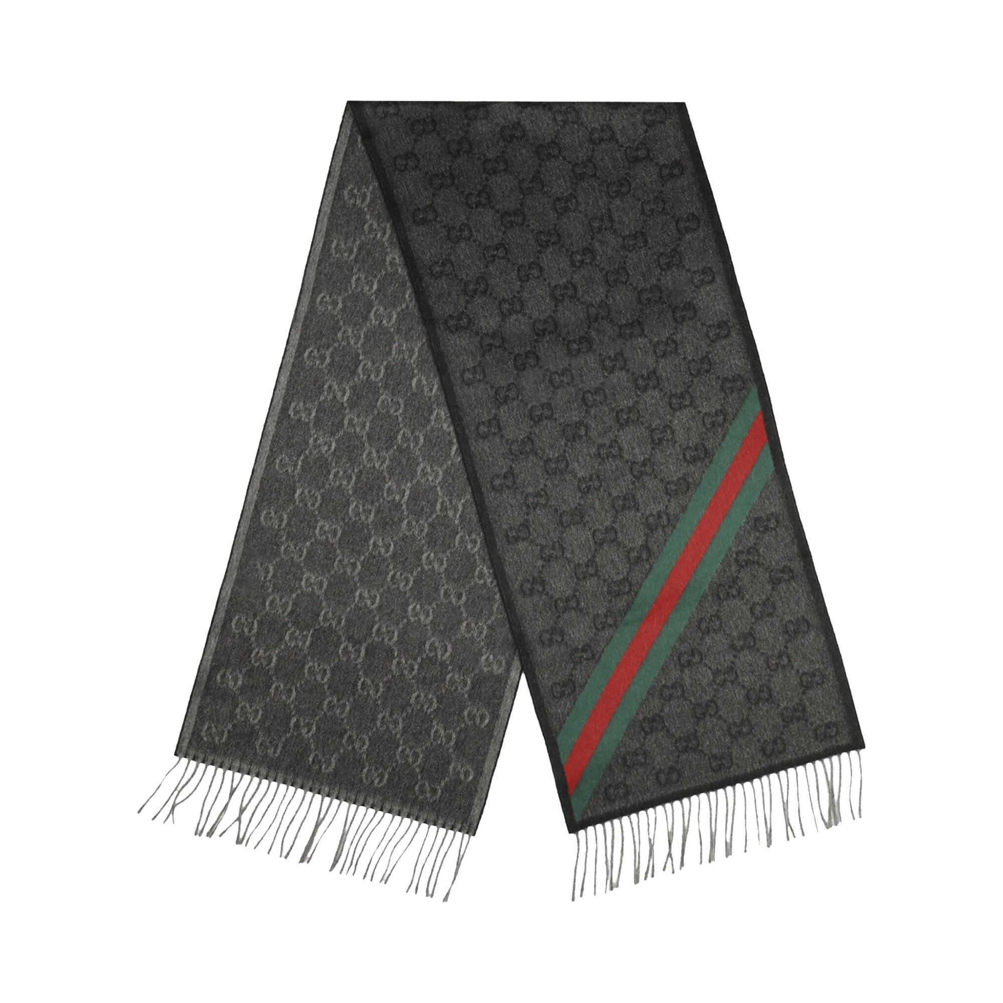 Buy Gucci Nikky Wool Scarf 'Lead/Dark Green' - 570603 3G200 1466