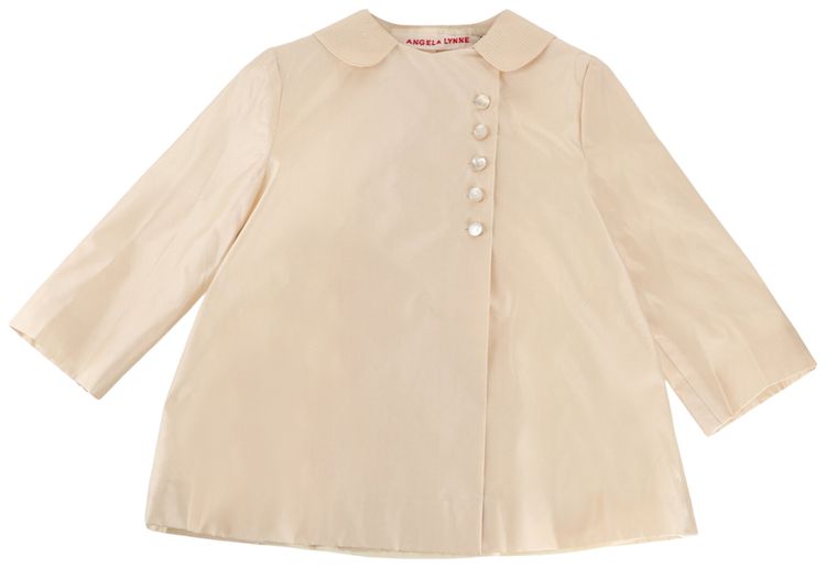 Gucci Long Sleeve Silk Collared Top Cream