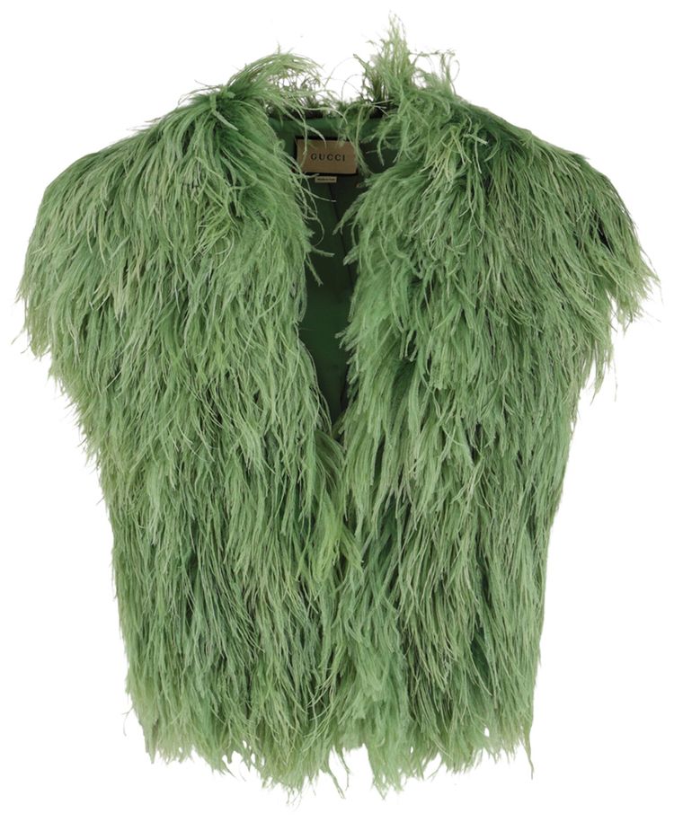 Gucci Ostrich Feather Vest Green