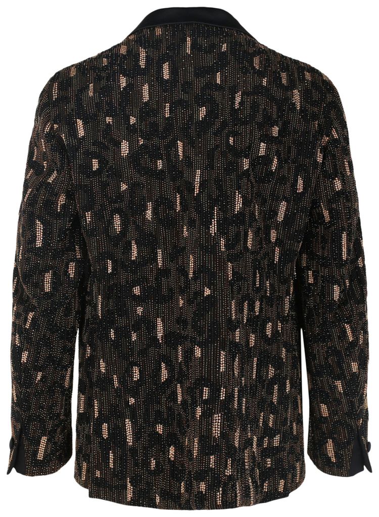Versace Beaded Embellished Animal Patterned Blazer Black