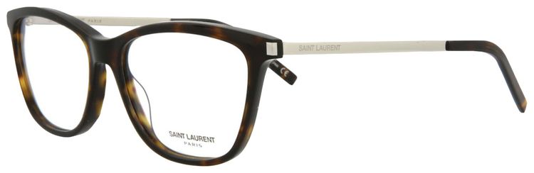 Saint Laurent Square Frame Acetate Optical Frames HavanaSilverTransparent