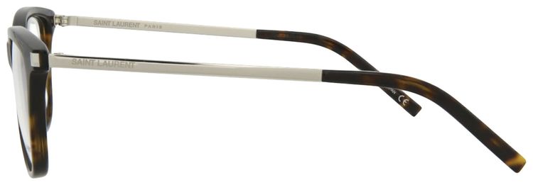 Saint Laurent Square Frame Acetate Optical Frames HavanaSilverTransparent