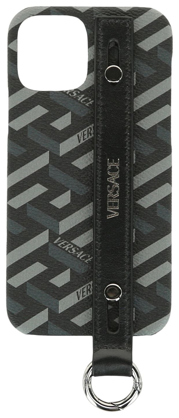 Versace Coated Canvas La Greca iPhone 12 Case Black