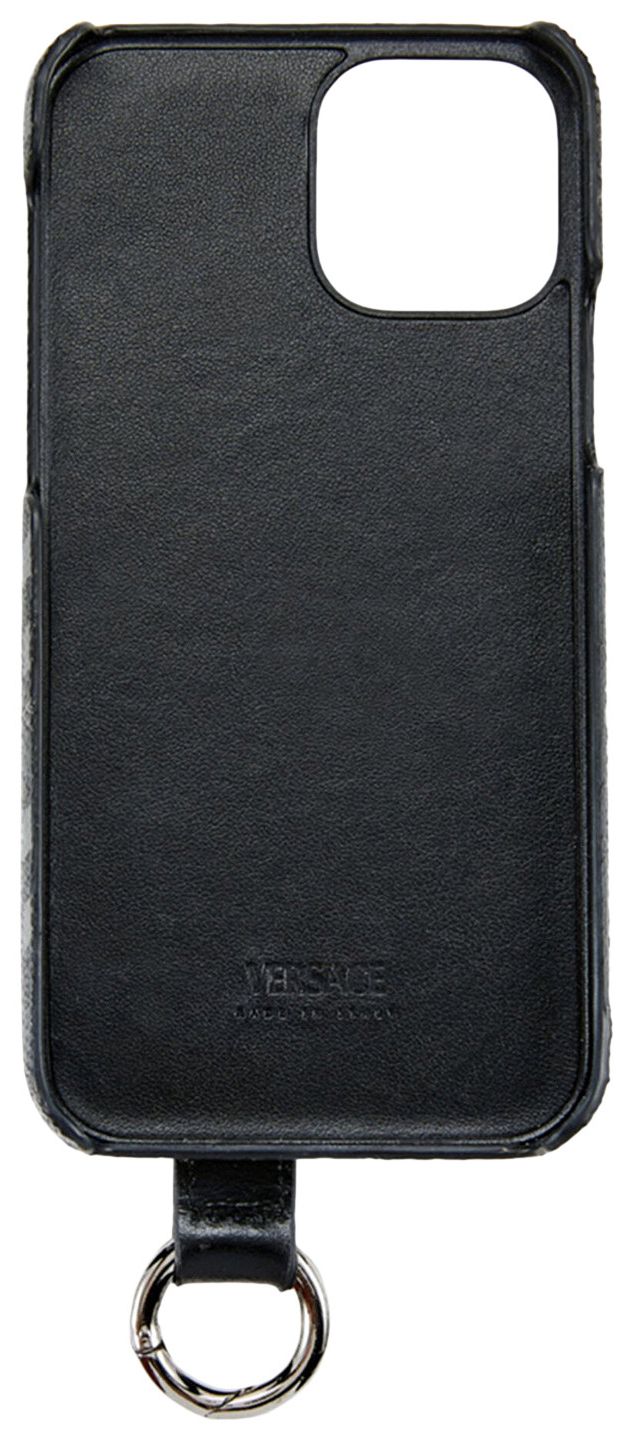 Versace Coated Canvas La Greca iPhone 12 Case Black