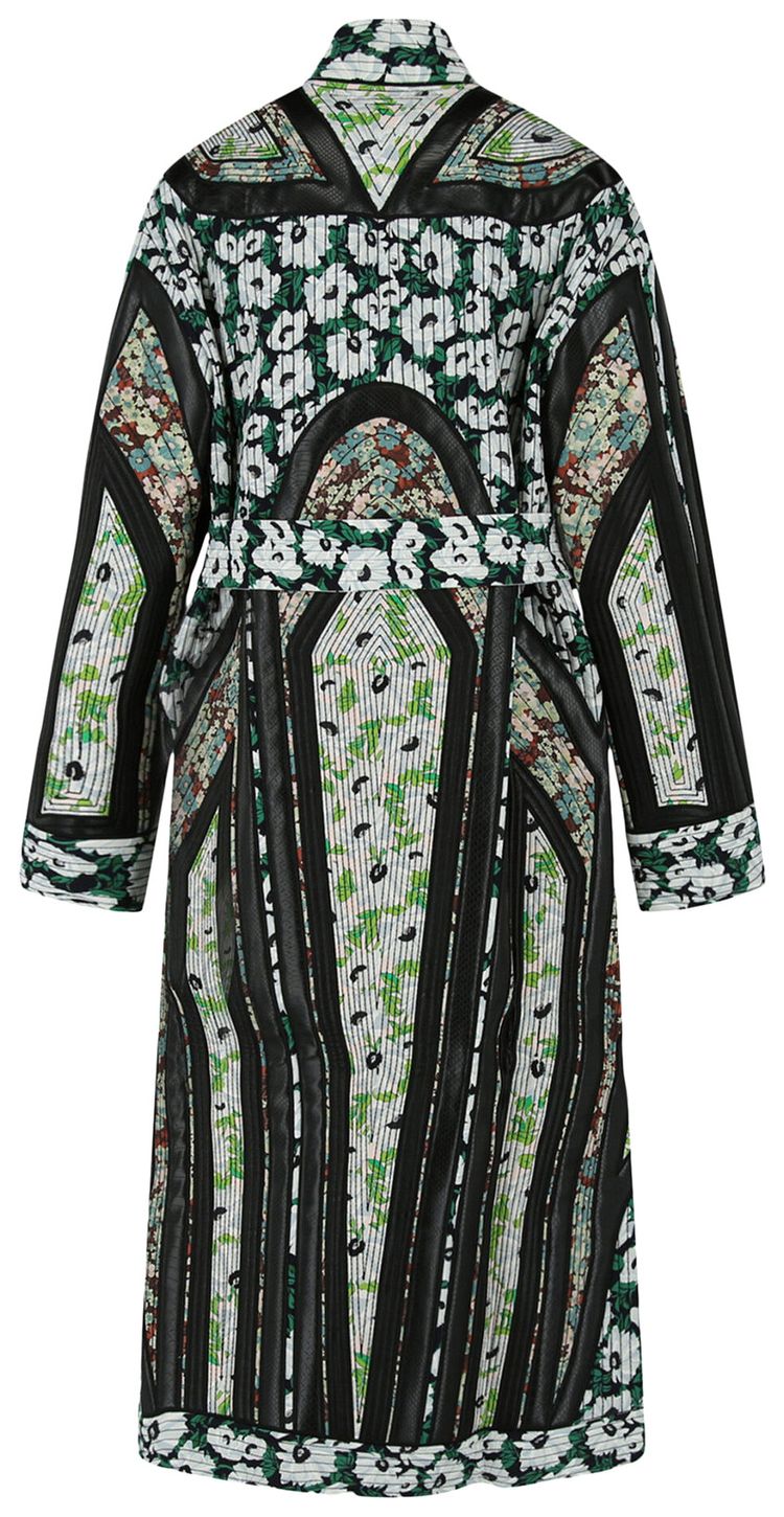 Stella McCartney Striped Print Belted Coat Black