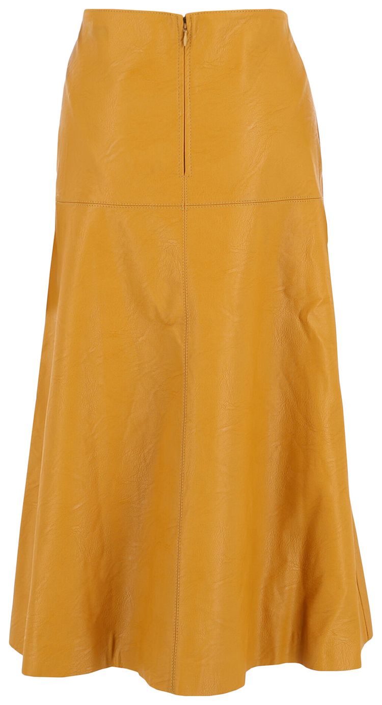 Stella McCartney Faux Leather Midi Skirt Yellow