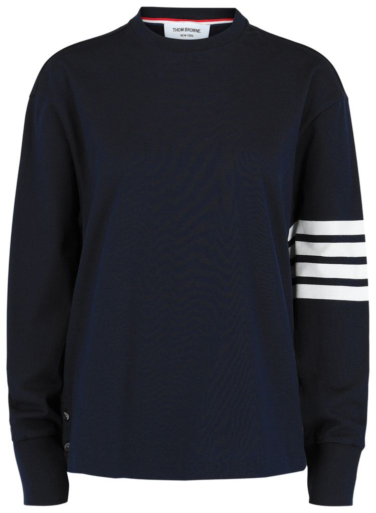 Thom Browne Jersey 4 Bar Long Sleeve Rugby T Shirt Blue