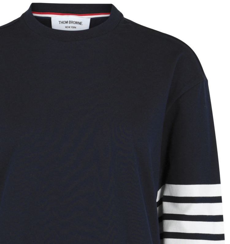 Thom Browne Jersey 4 Bar Long Sleeve Rugby T Shirt Blue
