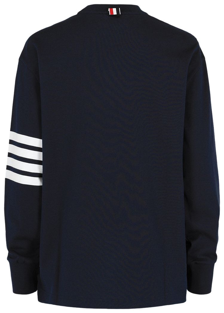 Thom Browne Jersey 4 Bar Long Sleeve Rugby T Shirt Blue