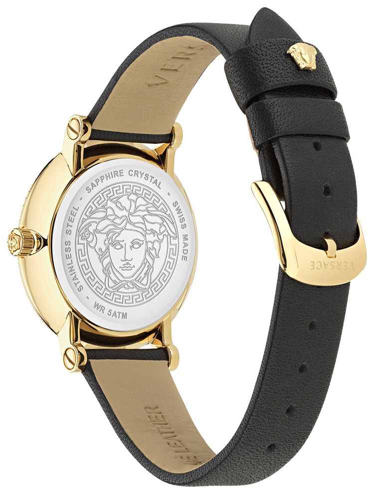 Versace Greca Flourish Leather Watch Gold