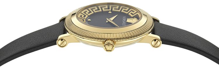 Versace Greca Flourish Leather Watch Gold