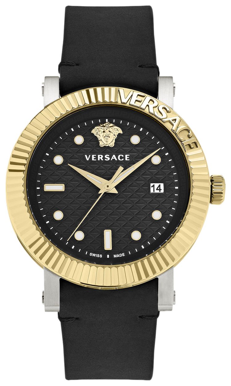 Versace V Classic Leather Watch Two Tone