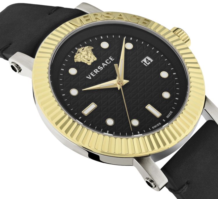 Versace V Classic Leather Watch Two Tone