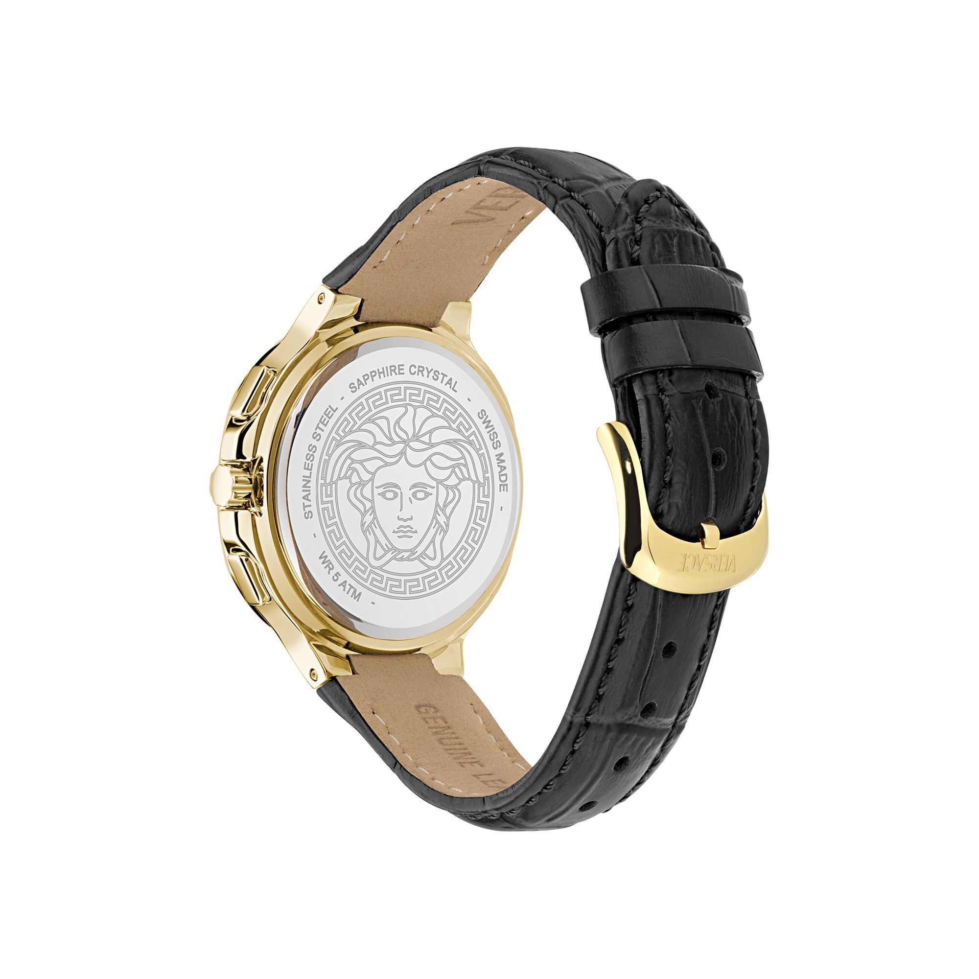 Buy Versace V Chrono Square Leather Watch 'Gold' - VEVCA0224 | GOAT