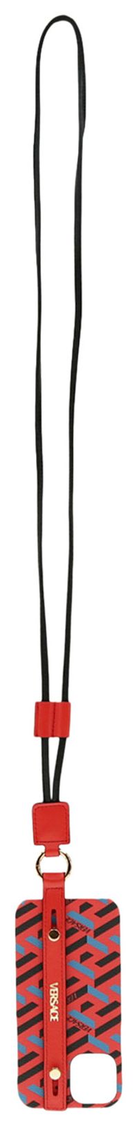 Versace Coated Canvas La Greca iPhone 12 Case Orange