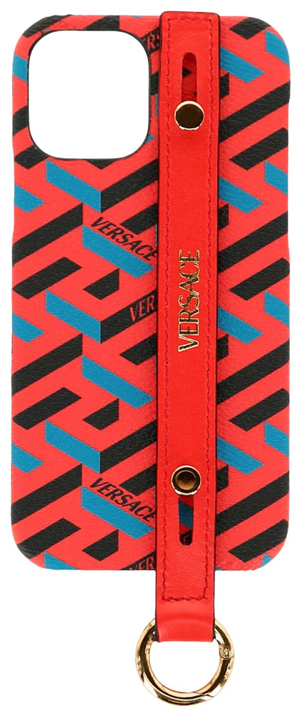 Versace Coated Canvas La Greca iPhone 12 Case Orange