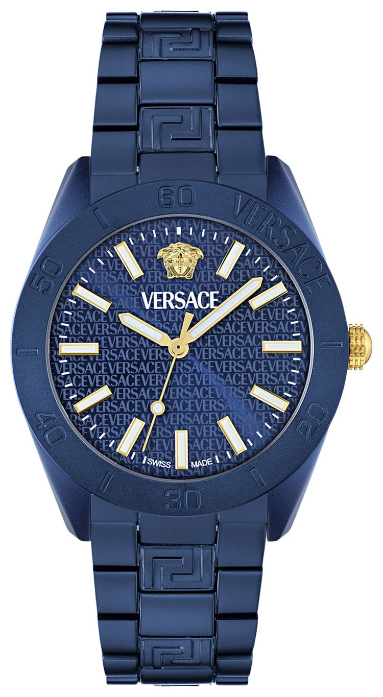 Versace V Dome Aluminum Bracelet Watch Blue