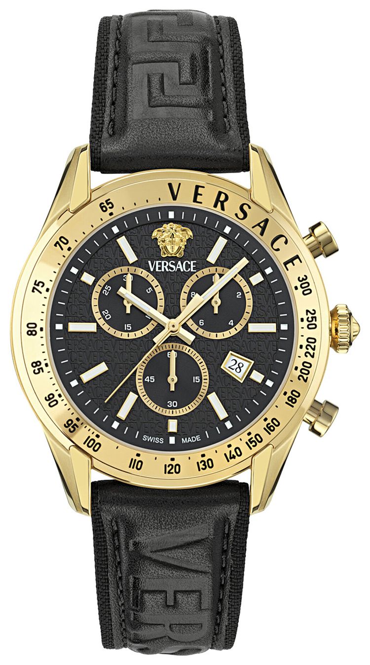 Versace Chrono Master Leather Watch Gold