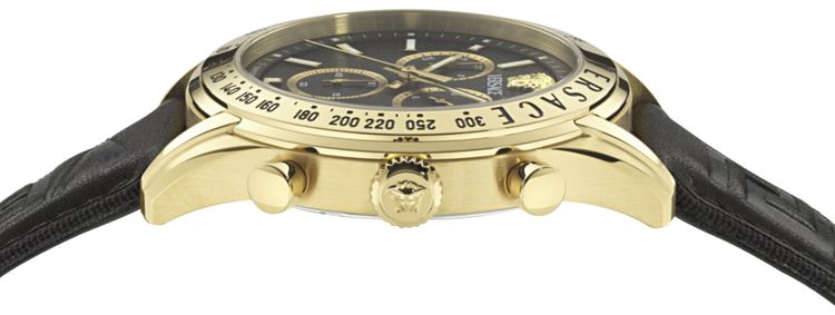 Versace Chrono Master Leather Watch Gold