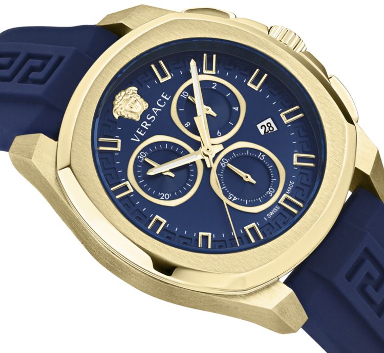 Versace Geo Chrono Silicone Watch Gold