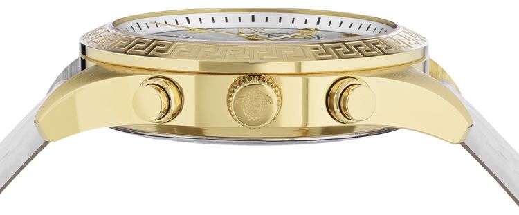 Versace Greca Chrono Leather Watch Gold