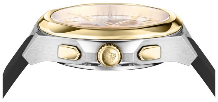 Versace Medusa Chrono Leather Watch Two Tone