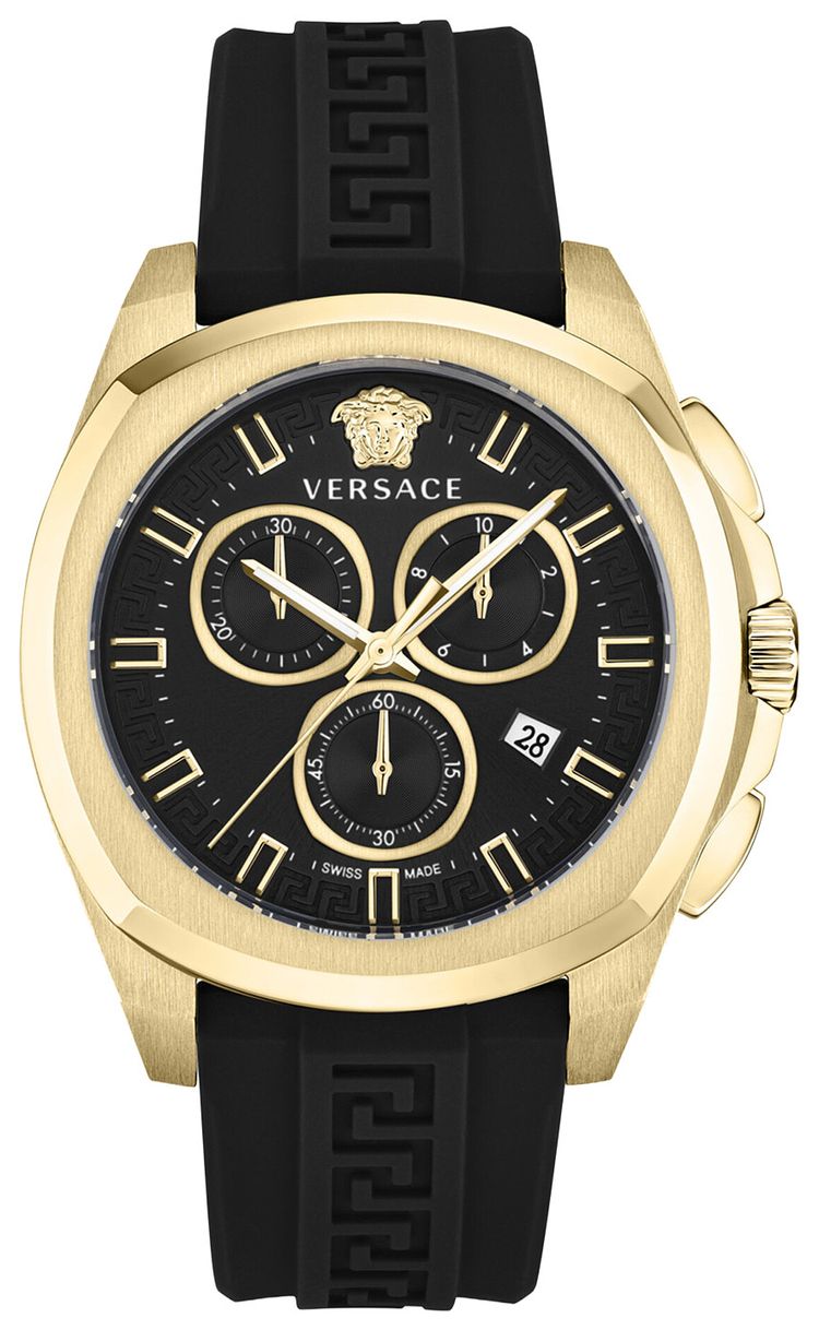 Versace Geo Chrono Silicone Watch Gold