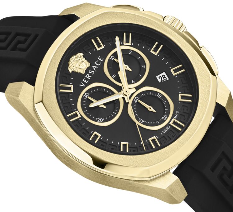 Versace Geo Chrono Silicone Watch Gold