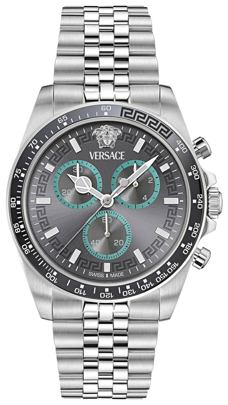 Versace Greca Chrono Wave Bracelet Watch Stainless Steel