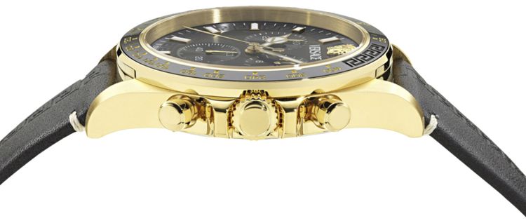 Versace Greca Chrono Wave Leather Watch Gold