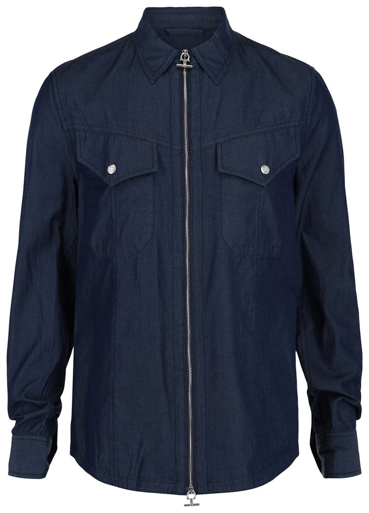 Ferragamo Denim Zipper Shirt Blue