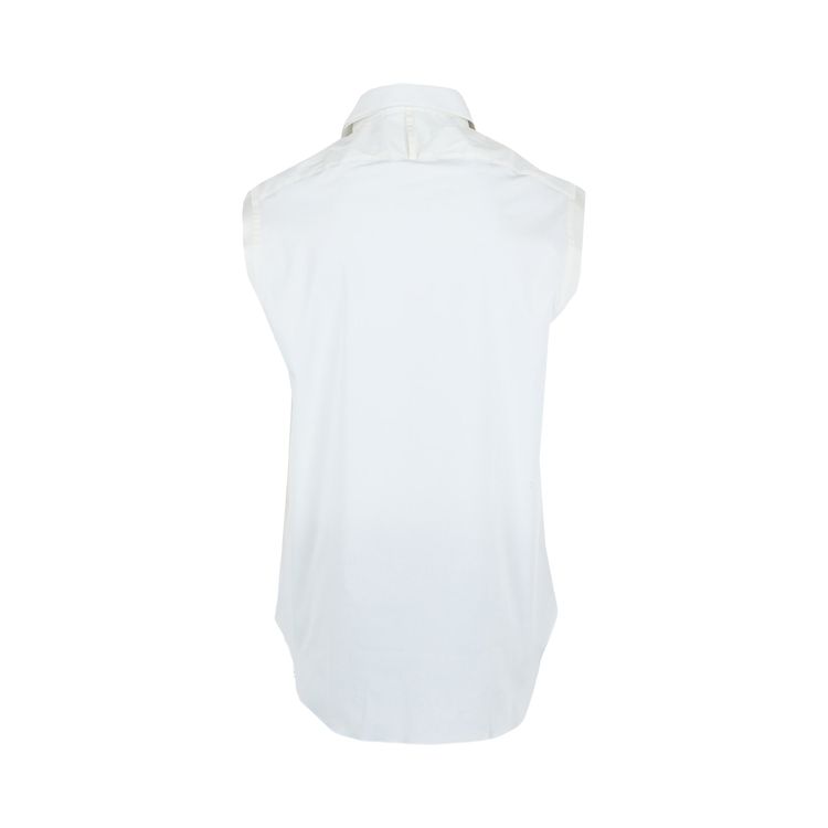 Ferragamo Raw Cut Sleeveless Tuxedo Shirt White