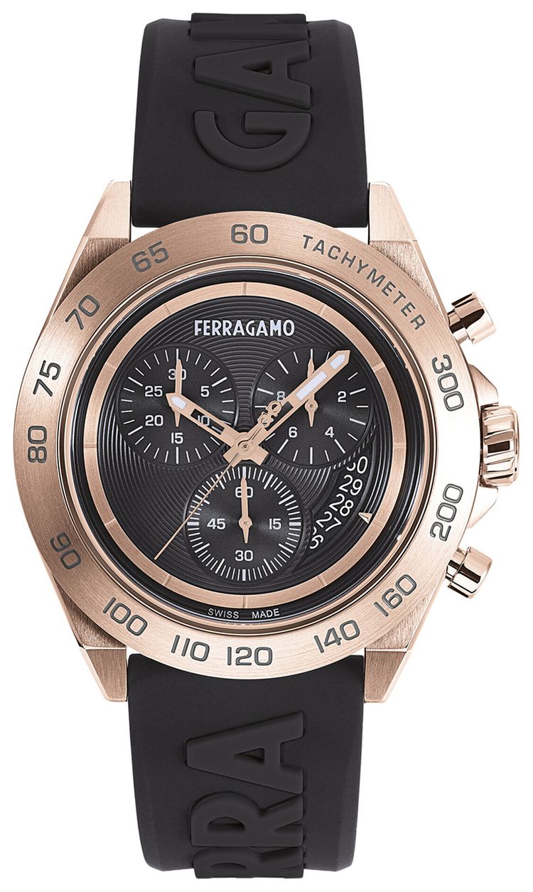 Ferragamo Urban Chrono Silicone Watch Rose Gold