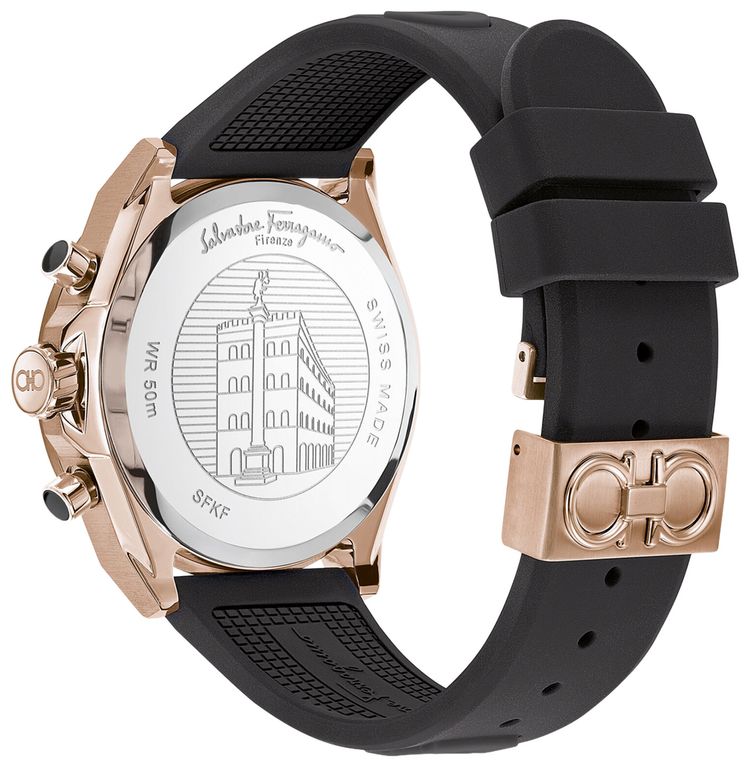 Ferragamo Urban Chrono Silicone Watch Rose Gold