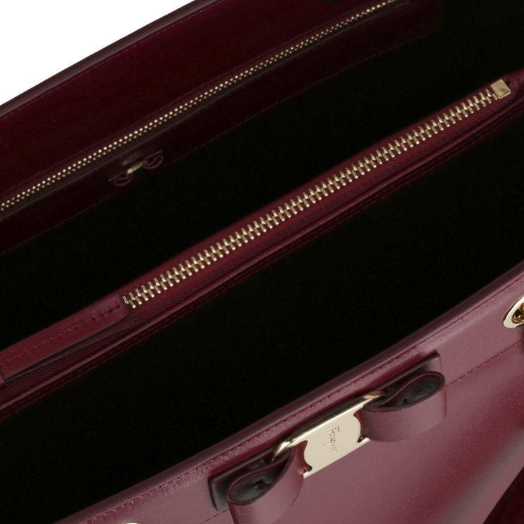 Ferragamo Vara Bow Smooth Leather Tote Carmine