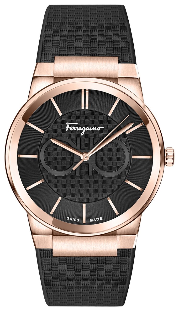Ferragamo Sapphire Silicone Watch Rose Gold