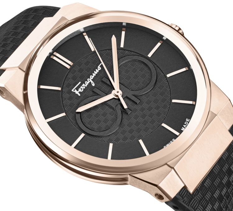 Ferragamo Sapphire Silicone Watch Rose Gold