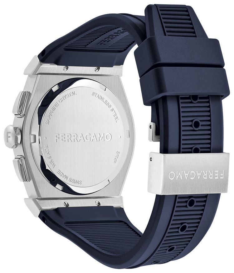 Ferragamo Vega Chrono Silicone Watch Stainless Steel