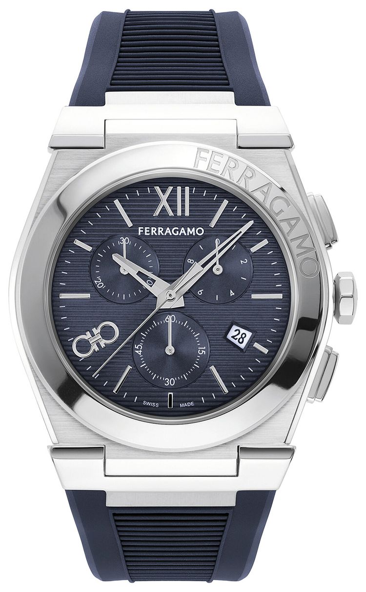 Ferragamo Vega Chrono Silicone Watch Stainless Steel