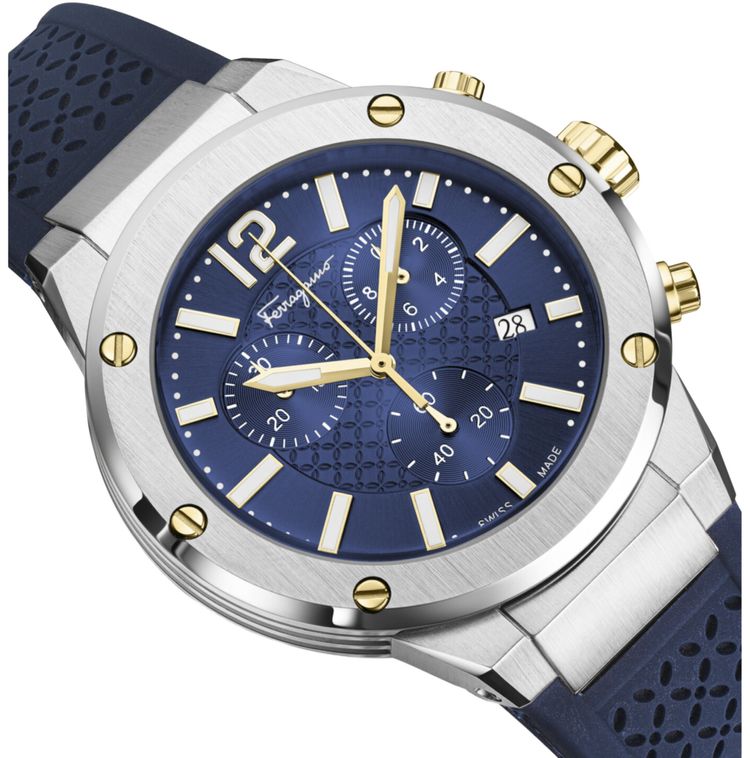 Ferragamo F 80 Chrono Silicone Watch Stainless Steel